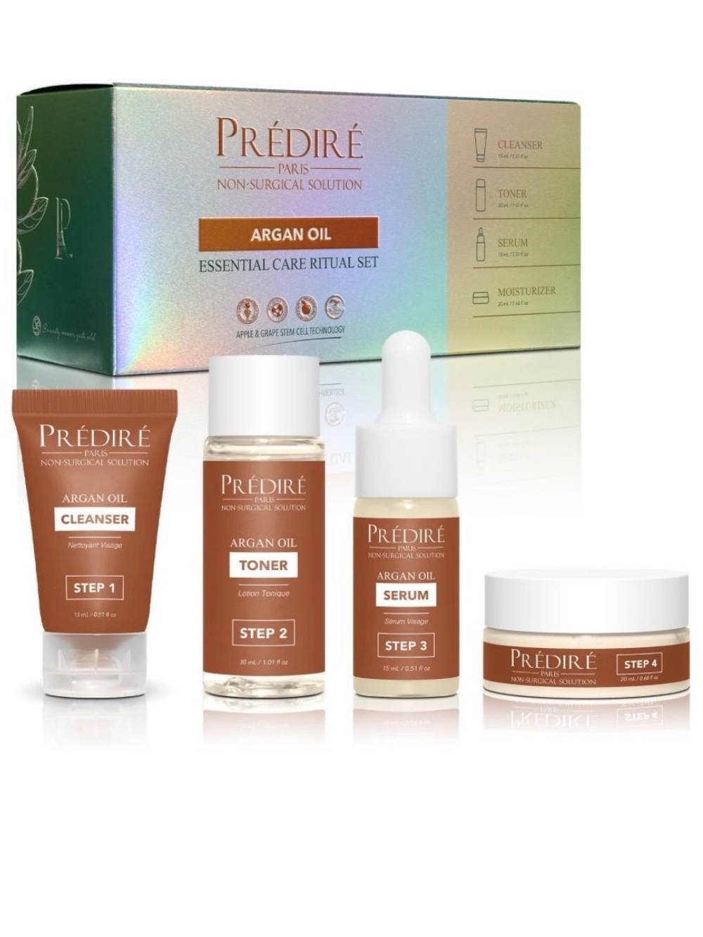 Predire Paris argan Oil Women’s Skincare Essential Care Ritual Set - Brown